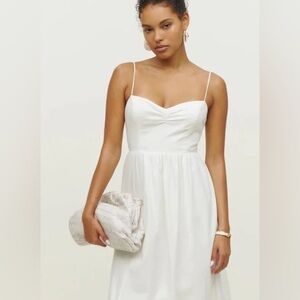 Reformation Dovie Midi Dress, white, M